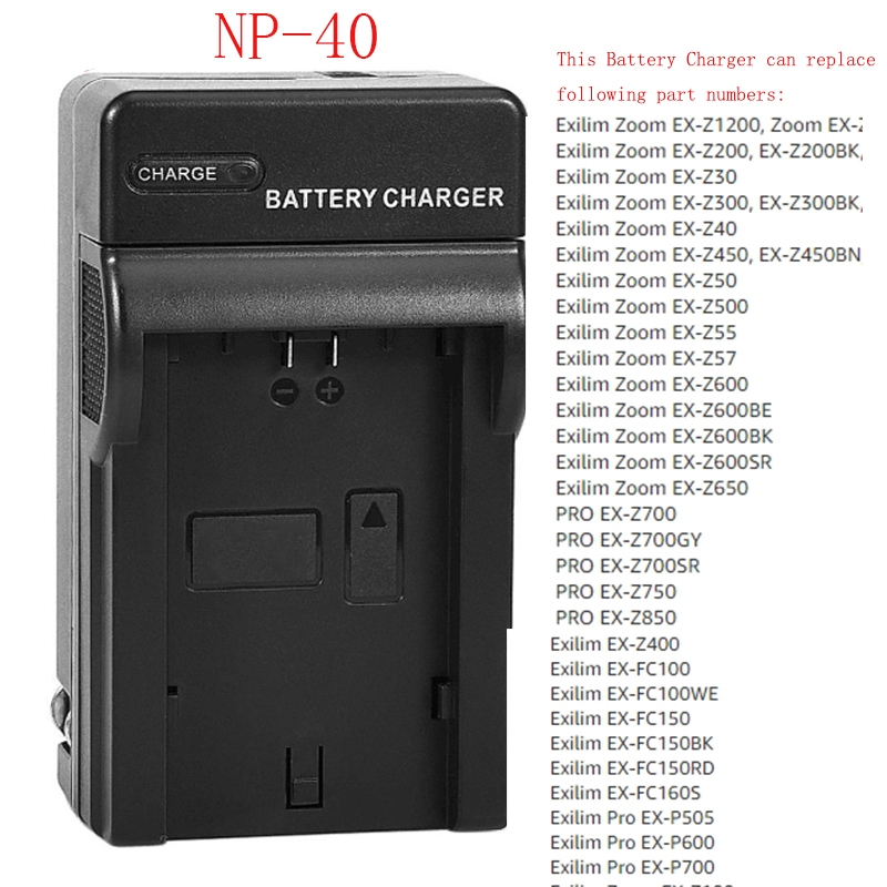 เครื่องชาร์จแบตเตอรี่ NP40 NP-40 สำหรับ Casio Exilim EX-Z400, EX-FC100, EX-FC150, EX-P505, EX-P600, 