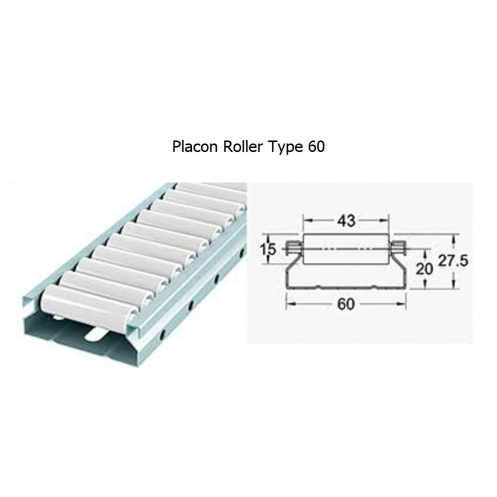 ลูกกลิ้งพร้อมราง หน้า60,  Placon roller Type60 ลูกกลิ้งเล็ก ราคาถูก ราคา ถูกที่สุด ดีลบีเคเค รูปภาพหลัก
