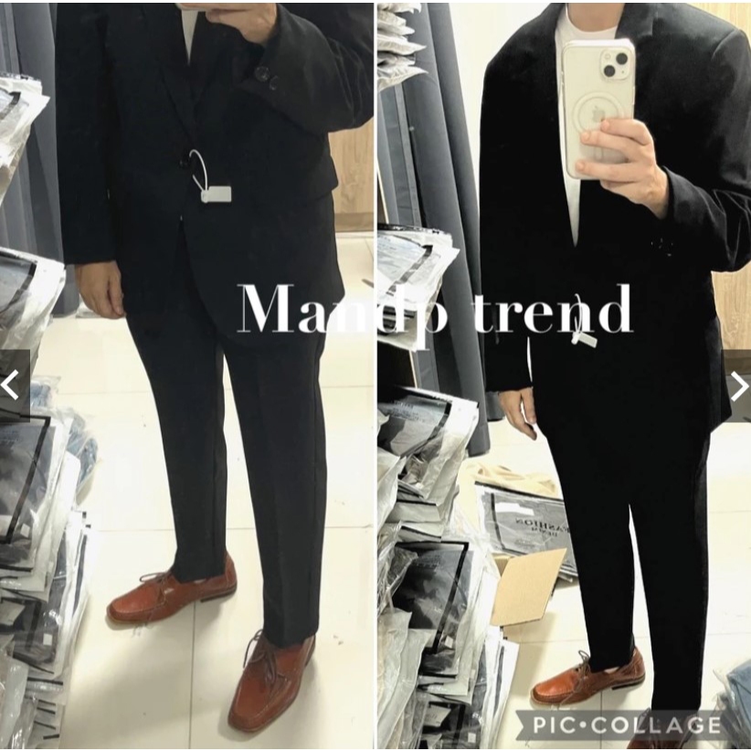 ชุดสูทผู้ชาย1กระดุม+กางเกงเอวสม็อคขาเต่อพร้อมส่ง#YJKB(2ชิ้น=เสื้อ+กางเกง)