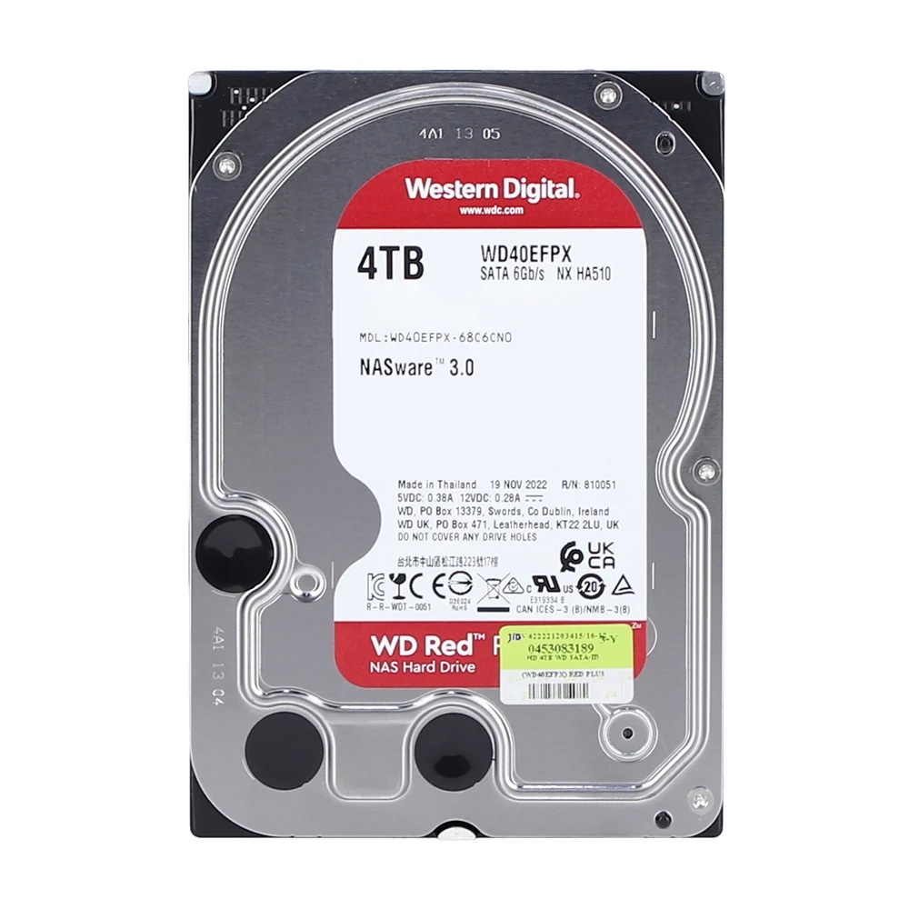 4TB 3.5 INCH HDD (ฮาร์ดดิสก์ 3.5 นิ้ว) WD RED PLUS - 5400RPM SATA3 (WD40EFPX)