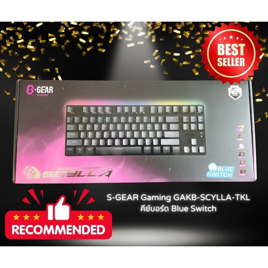 คีย์บอร์ด S-GEAR GAKB-SCYLLA-TKL-BLUE GAMING HOTSWAP TKL KEYBOARD SCYLLA  BLUE SWITCH
