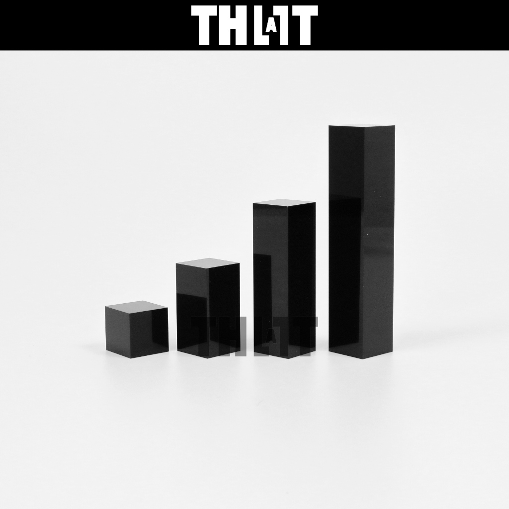 อะคริลิคสีดำเงา แบบสี่เหลี่ยมหนา 3 Cm แท่นวางถ่ายสินค้า ชั้นวางโชว์สินค้า CubeDIY Thatisall