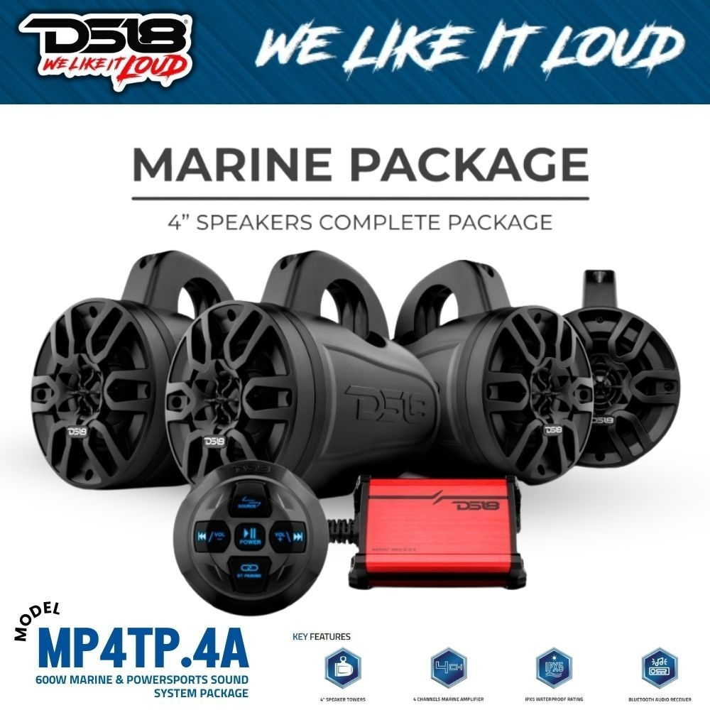 DS18 - MP4TP.4A ชุดเครื่องเสียง เรือ และรถยนต์12V กันน้ำระดับ IPX5 ของแท้100% สินค้ารับประกัน พร้อมจัดส่งทันที