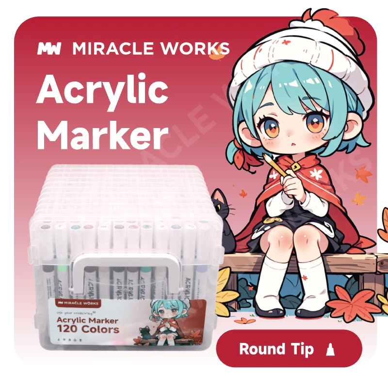MW ปากกาอะคริลิค Acrylic Marker ชุดปากกามาร์กเกอร์อะคริลิค มาร์คเกอ Pen เครื่องเขียน 36/48/60/80/120 สี