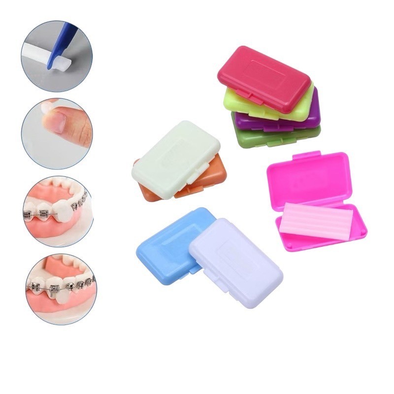 ขี้ผึ้งจัดฟัน ortho wax ตลับสี คละกลิ่น และสี