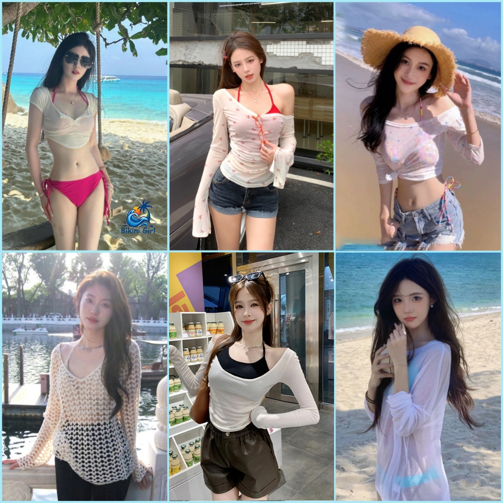 บราบน ✨เสื้อแขนยาว กันแดด 💕คลุมบิกินี่ หลายรูปแบบและสีสัน ชุดไปทะเล
