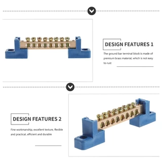 2 ชิ้น บัสบาร์ บาร์กราวด์ ทองเหลือง 4 ช่อง, 6 ช่อง, 8 ช่อง, 10 ช่อง, 12 ช่อง พร้อมฐาน