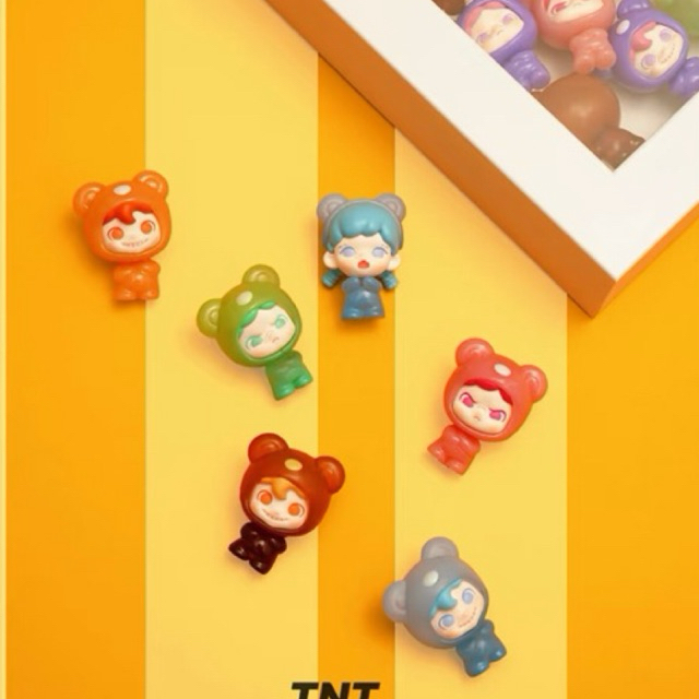 (พร้อมส่ง/สุ่ม) โมเดลกล่องสุ่ม TNT Gummy Bear บีนจิ๋ว 1 สุ่มมี 5 ตัว