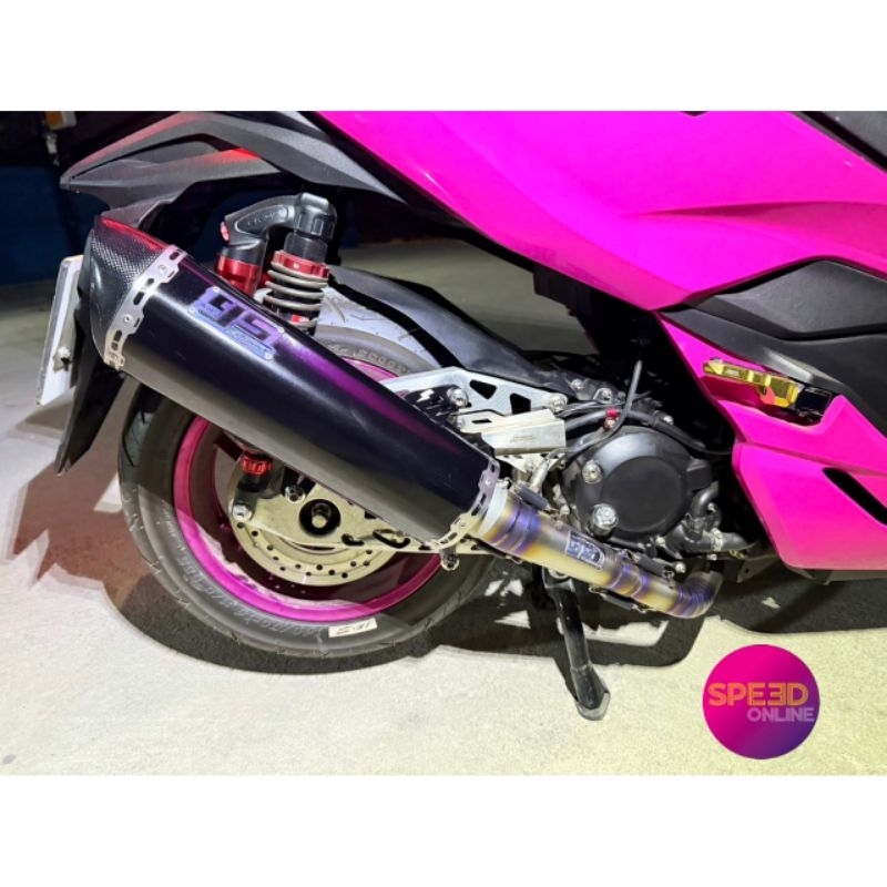 ท่อทรงอาคา Pr2 Exhaust ยกชุด Forza 350  ทรงกรวย 2.5นิ้ว ไทเทเนี่ยม  ราคาถูก อะไหล่มอเตอร์ไซค์ อะไหล่