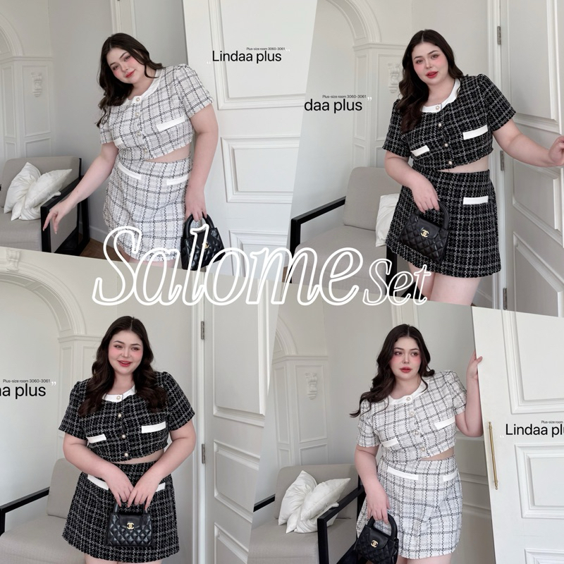 🧸𝐂𝐡𝐮𝐛𝐛𝐲𝐋𝐚𝐧𝐝.(อก38-52)🍷Salome Set🍷 รุ่นซาโลเม่ ชุดเซ็ตสาวอวบ พลัสไซส์ ผ้าทอเนื้อดี ใส่สวย ไม่คัน #Se047