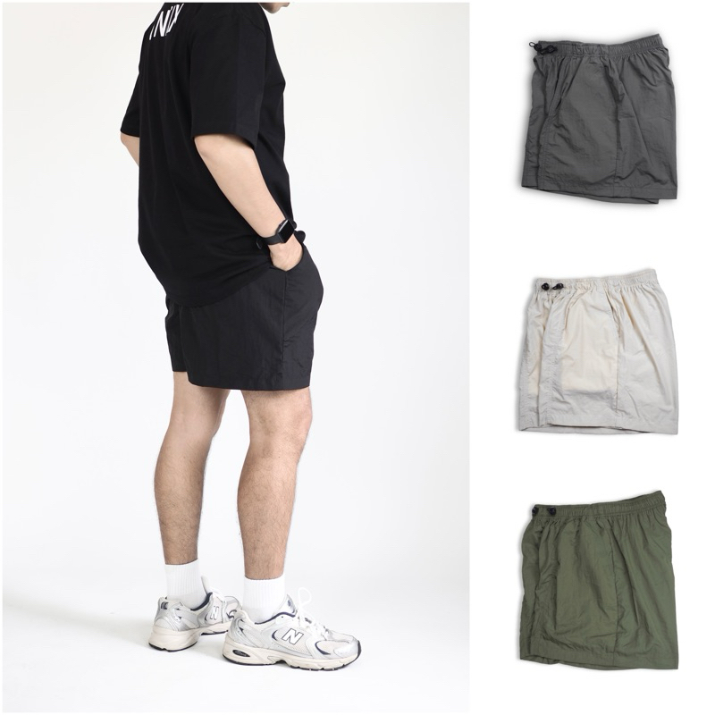 UNFIX NYLON SHORT - กางเกงไนล่อน ขาสั้น เอวยางยืด ทรงหลวม