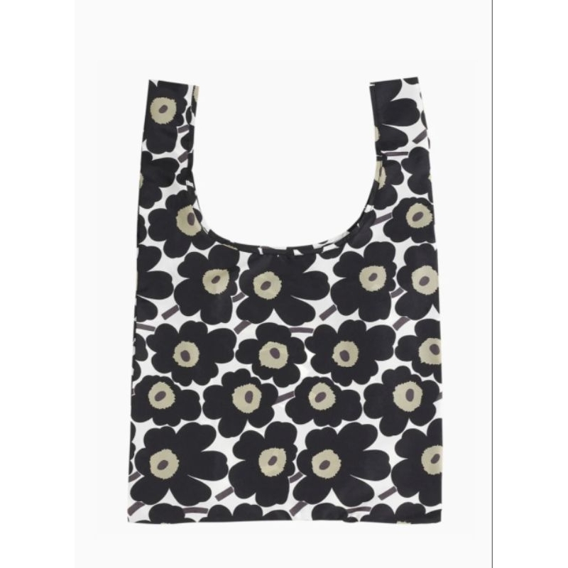 Marimekko Smartbag Unikko bag กระเป๋าผ้าร่ม ดอกดำเกสรเขียว พร้อมส่ง แท้100%