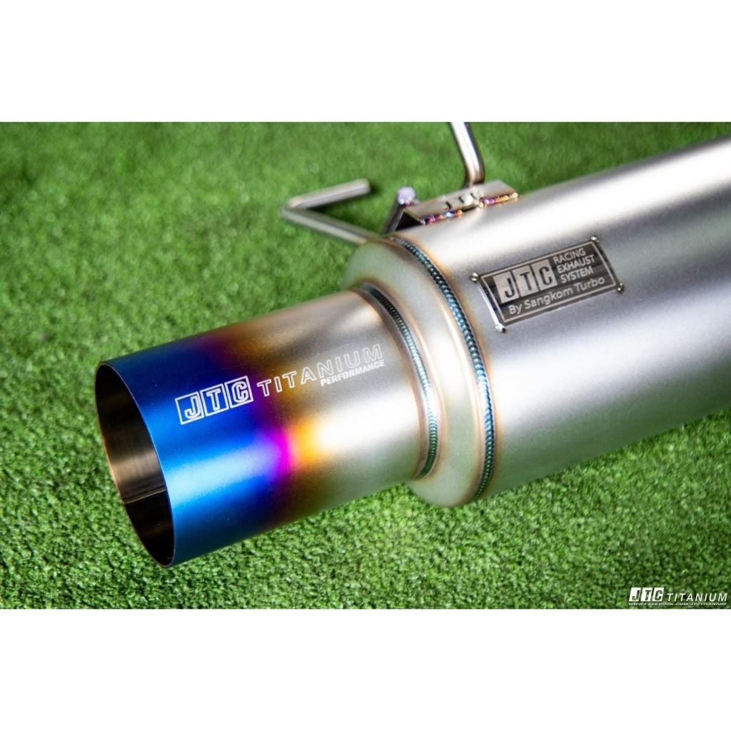 ท่อรถเก๋ง JTC Titanium  ทรง HP2 หม้อ5*8  ปลาย3.5" รุ่นใหม่ ขันน็อต 2 ตัว ติดตั้งเองได้เลย #UP2UP#ท่อ