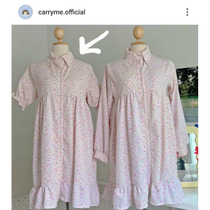 เดรส carryme.official สีขาวชมพูลายดอก