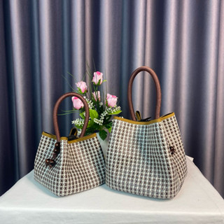 กระเป๋าเยื่อหวายสานทรงจีบ กระเป๋าแฮนด์เมด สไตล์วินเทจ น่ารัก…