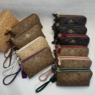 กระเป๋าถือ 2 ซิปสำหรับผู้หญิงขนาด 7.5 นิ้วมีหลายสีพร้อมกล่อง…