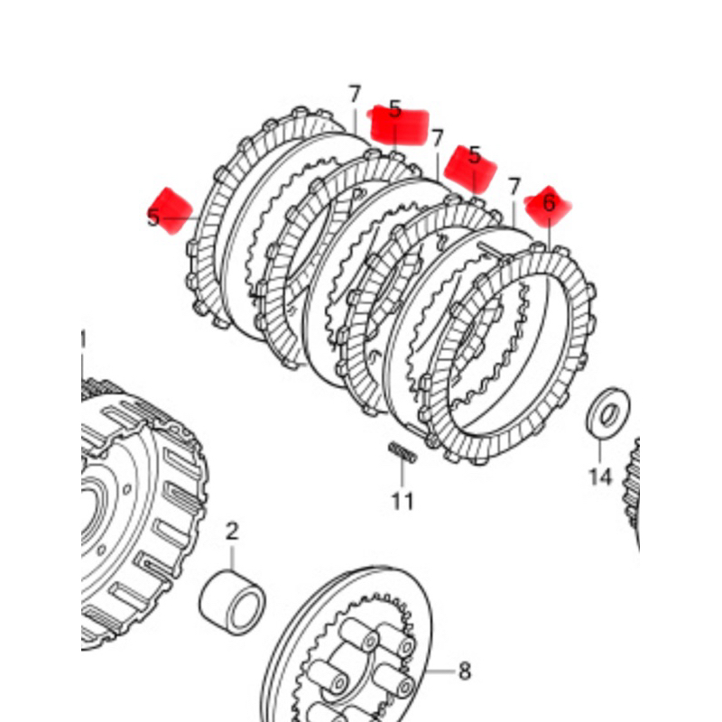 แผ่นครัช คลัทช์ เวฟ 125 2012 2018 ปลาวาฬ รุ่น มีขา มีรู แท้ Honda 100% Wave 125 2012 2018 22201-KYZ-