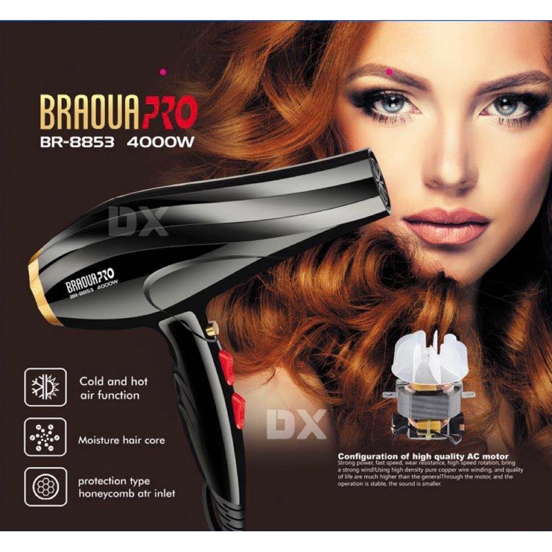 ไดร์เป่าผม BR8839 BR-8853เครื่องเป่าผมไฟฟ้าไดร์จัดแต่งทรงผม รุ่นยอดนิยม4000W ปรับแรงลมได้ 5 ระดับ 30