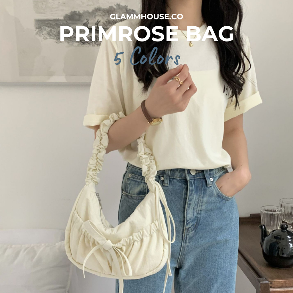 Glammhouse - Primrose bag กระเป๋าผ้าไนล่อนเกรดพรีเมี่ยม นุ่มลื่น กันน้ำได้ สะพายไปเที่ยว ไปคาเฟ่น่ารักมากๆ