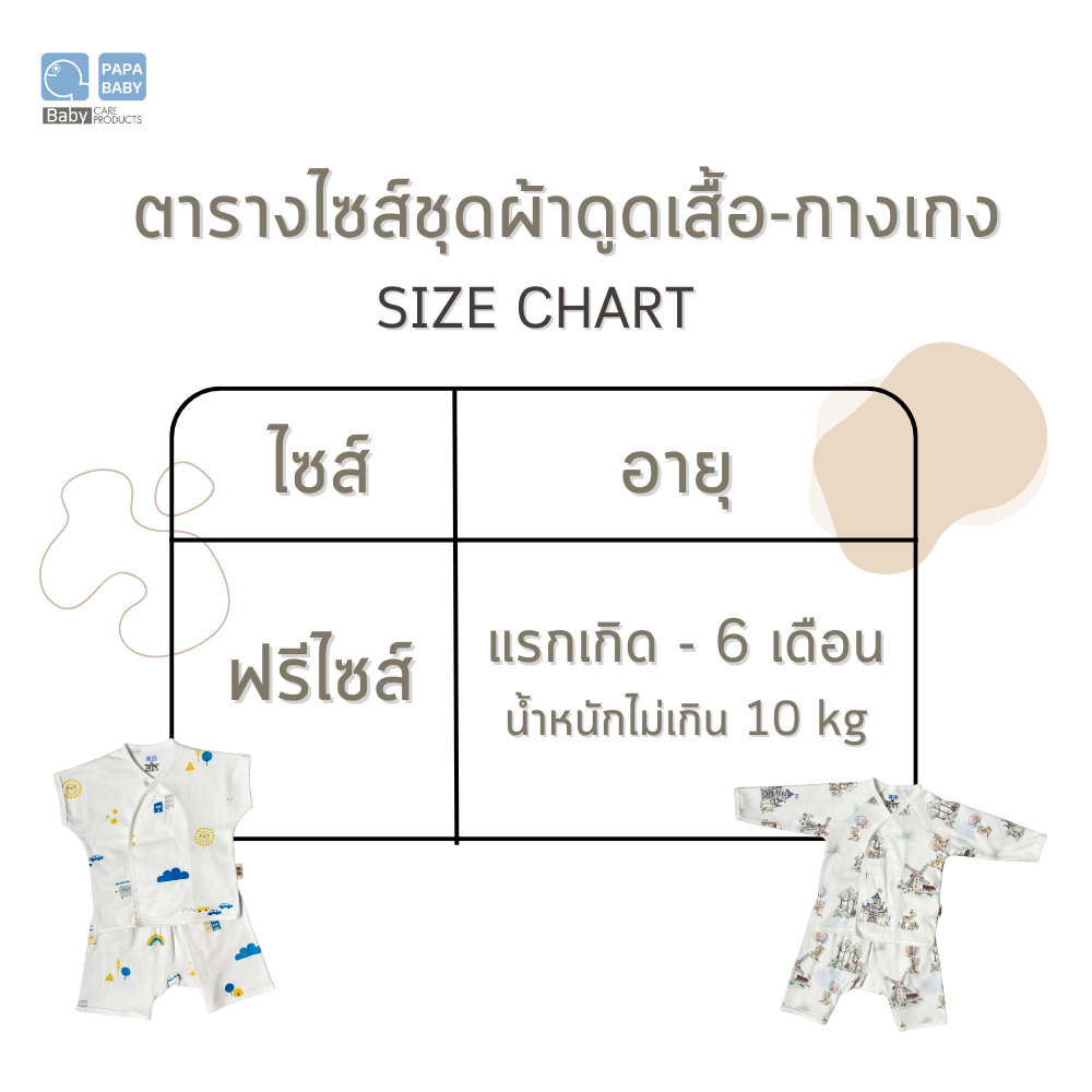 PAPA BABY ชุดผ้าดูด ชุดผ้าแปะสำหรับเด็ก จากผ้า Cotton สวมใส่ง่าย ชุดเด็กแรกเกิด เสื้อผ้าเด็ก - รูปที่ 5