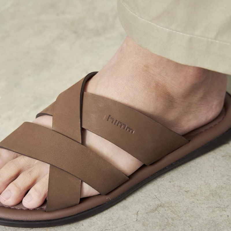 HOMER รองเท้าสวมหนังแท้ By Himmshoes - Genuine Leather Sandals รองเท้าหนังแท้ สาน แตะชาย2025