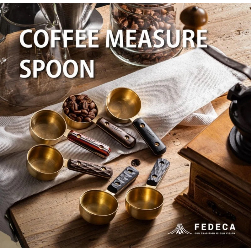 🔥พร้อมส่ง🔥  FEDECA Coffee Major Spoon,  FEDEca Original Brass Spoon and Wood Combination.