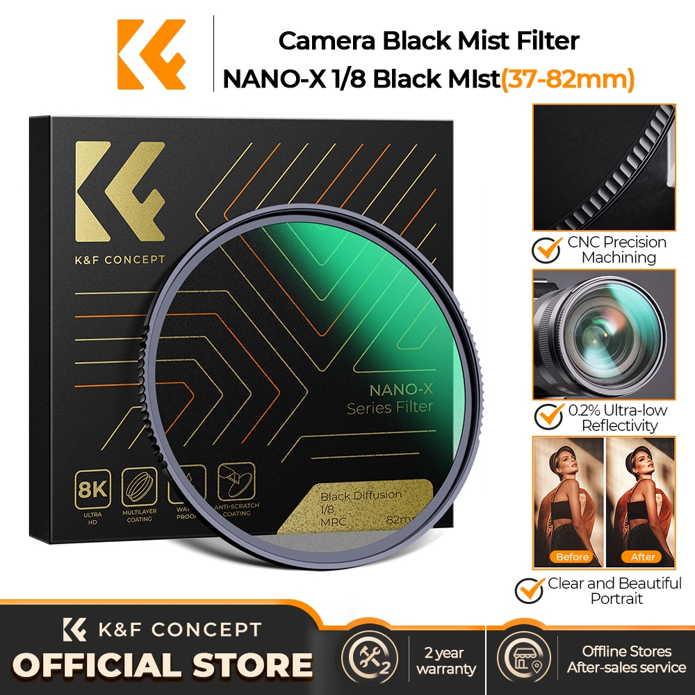 K&F CONCEPT NANO-X Black Mist Diffuser Filter 1 1/2 1/4 1/8 Soft Glow Effect for Camera Lens