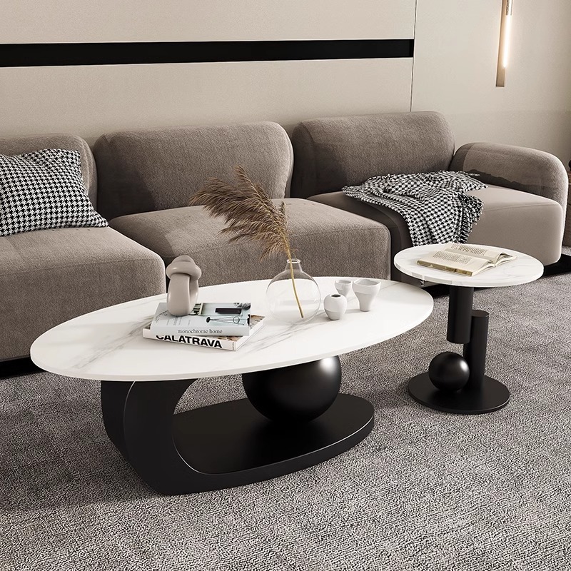 🌷ติดต่อฝ่ายบริการก่อนสั่ง🌷โต๊ะกลางโซฟา DET CET หินอ่อนสังเคราะห์ ขาเหล็ก ดีไซน์หรูหรา - รูปที่ 2