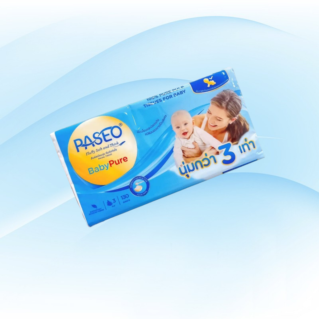[แพค] Paseo Baby กระดาษทิชชู่เช็ดหน้า พาซิโอ เบบี้ ห่อ130แผ่น หนา3ชั้น แพค 4 ห่อ นุ่มมาก - 3