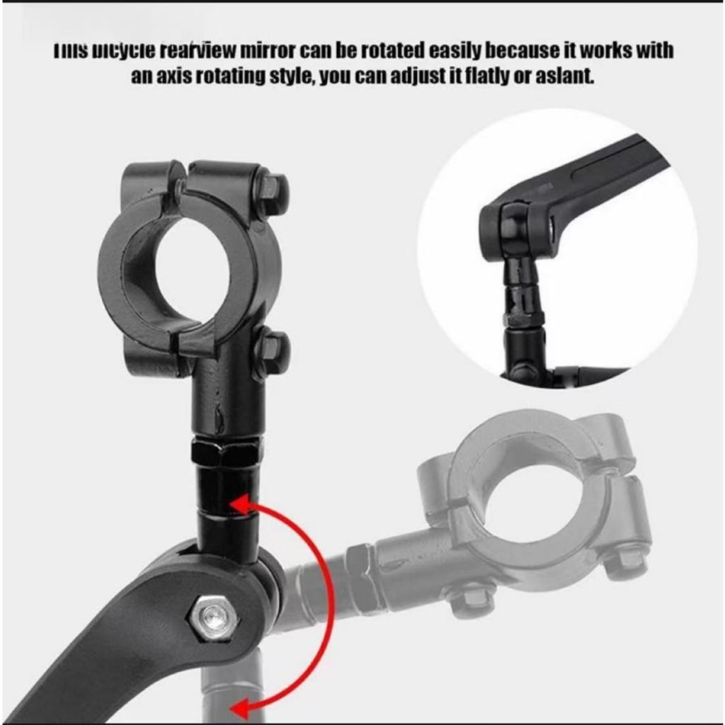 HOBA กระจกมองหลังจักรยานเสือภูเขาจักรยานไฟฟ้ากระจกแบน 360 องศาปรับสะท้อนแสงย้อนกลับกระจกขี่จักรยานอุปกรณ์เสริม - รูปที่ 6