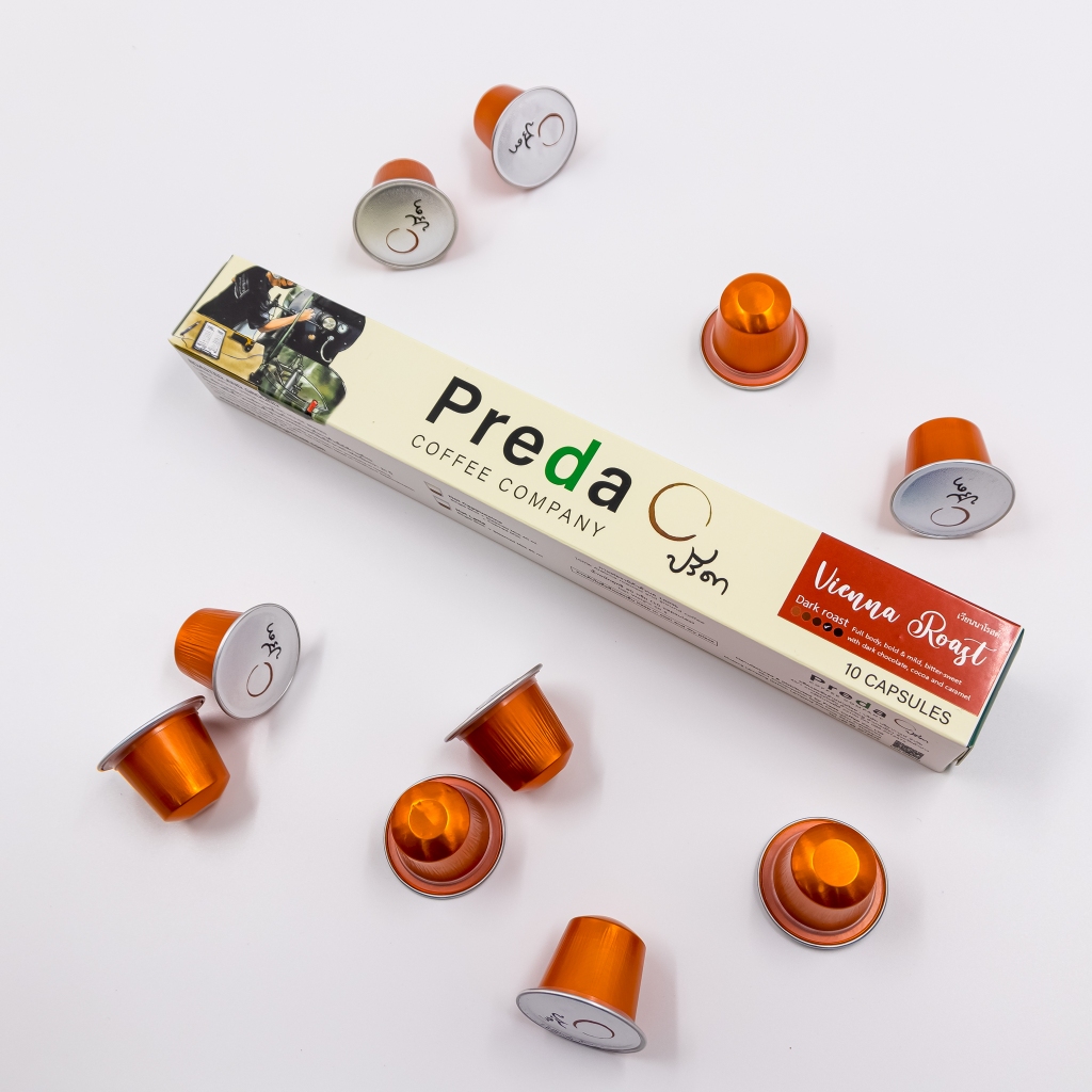 แคปซูลกาแฟ Vienna Roast Capsule Box (กาแฟคั่วกลางค่อนเข้ม medium to Dark Roast Nespresso ปรีดา)