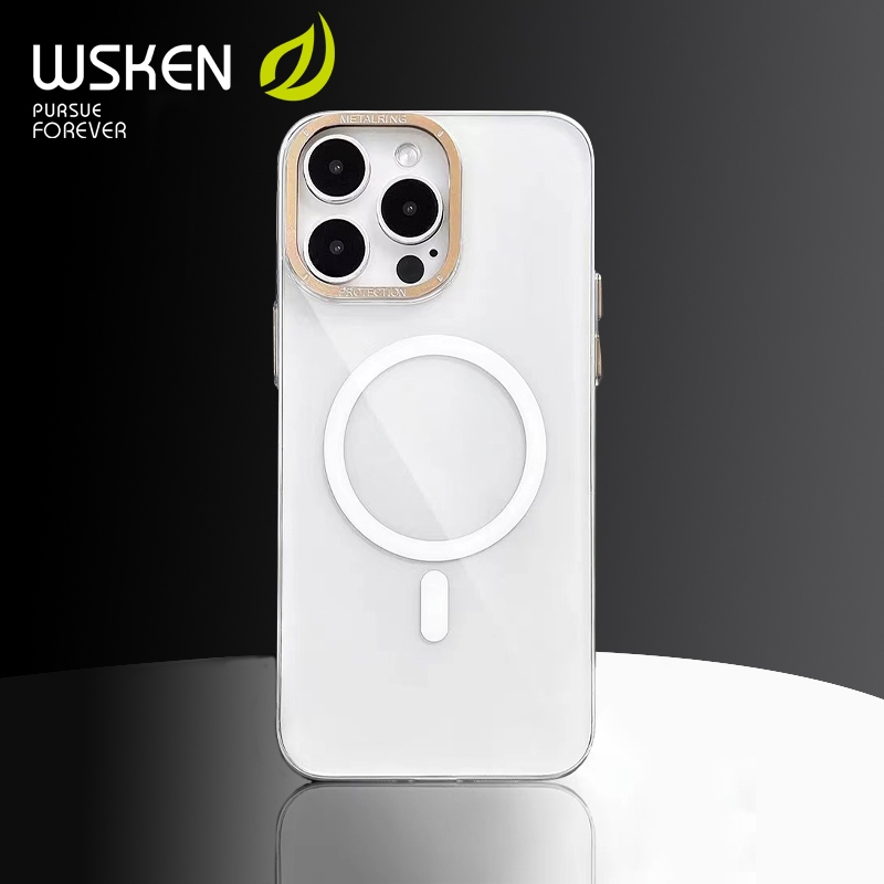 WSKEN Crystal Shock Proof เคสโทรศัพท์แม่เหล็กสำหรับ iphone 11/12/13/14/15 Pro/ProMax เคสใส TPU