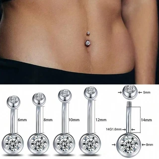 จิวสะดือ Stainless Steel Electroplatingdouble-Headed Zircon Belly Button Nail Piercing Jewelry
