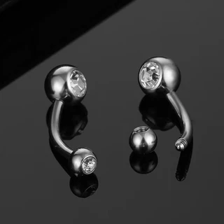 จิวสะดือ Stainless Steel Electroplatingdouble-Headed Zircon Belly Button Nail Piercing Jewelry