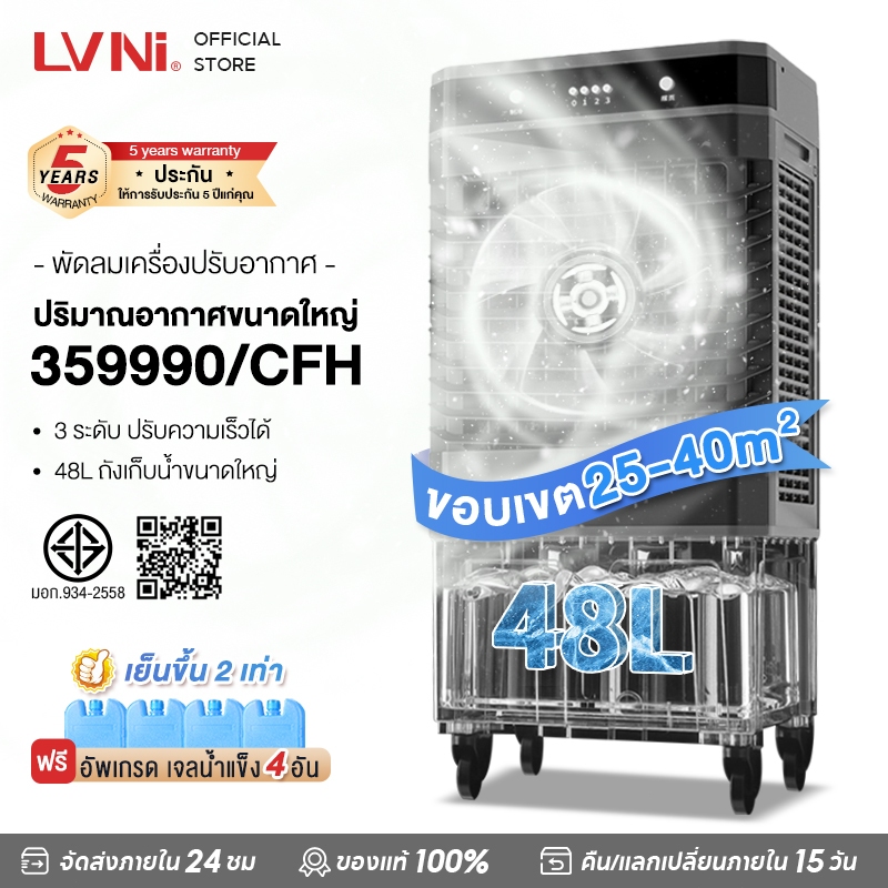 MIIGO พัดลมไอเย็นไอน้ำ เครื่องปรับอากาศเคลื่อนที่แบบแอร์เคลื่อนที่ ทำความเย็น Air Cooler ขนาดความจุ 40,48 ลิตร