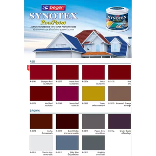 สีทาหลังคา Beger Synotex ขนาด 3L สีทากระเบื้องหลังคา สีตัดขอบ ทาอิฐตัวหนอน สีทาวงกบ สีทาประตู สีทาหน้าต่าง สีทาพื้นสนาม