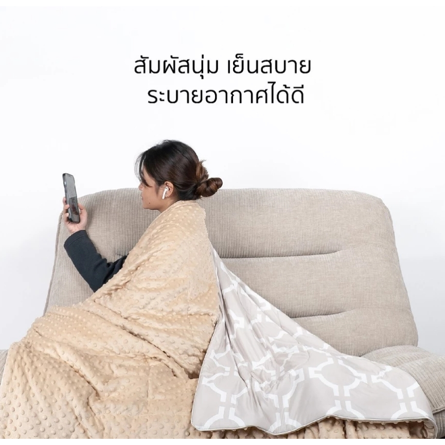 PRIM BUBBLE LAVA ICE ผ้าห่ม 2 หน้า (อุ่น / เย็น) ใช้งานได้ทั้งหน้าร้อนและหน้าหนาว Cooling Edition มาตรฐาน Q-MAX 60X80"
