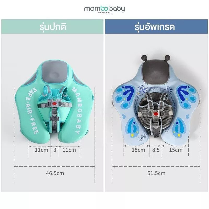 MAMBOBABY ห่วงยางอกลอยน้ำ ไม่ต้องเป่าลม มีหลังคาบังแดด พร้อมทุ่นลอยน้ำ (3-24 เดือน) - รูปที่ 5