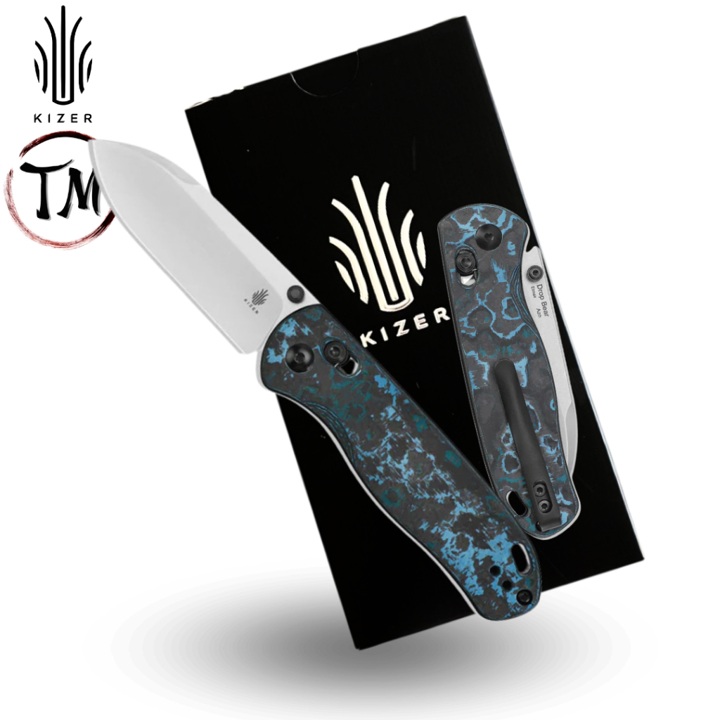 Kizer DropBear พี่หมีเหล็กELMAX มีดEDCสุดฮิต เบากระทัดรัด ด้ามFatCarbon สวยงาม