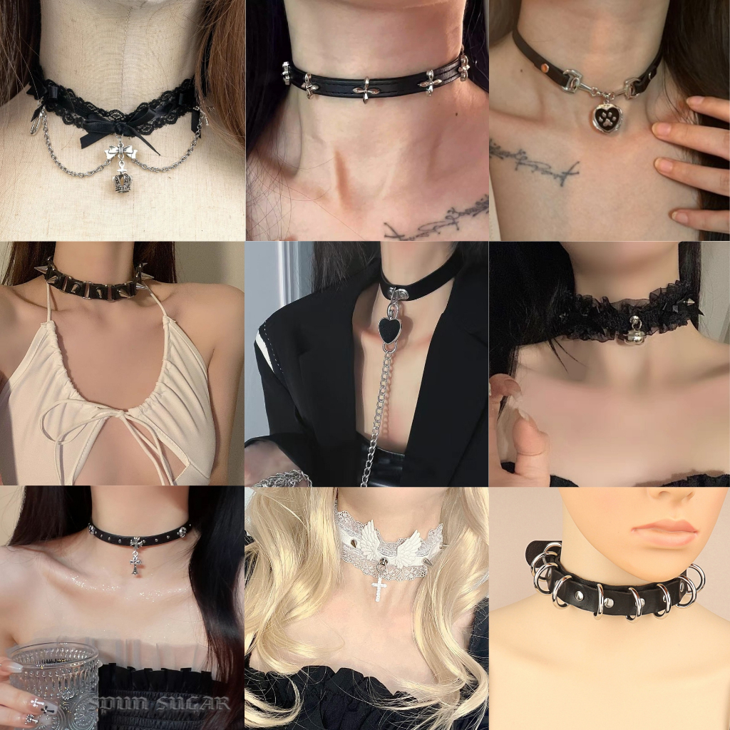 📌พร้อมส่งด่วนจากกรุงเทพ📌โชคเกอร์ปลอกคอ แนวโกธิค วินเทจ พังก์ สร้อยคอเท่ๆ choker หนังเทียมคุณภาพดี