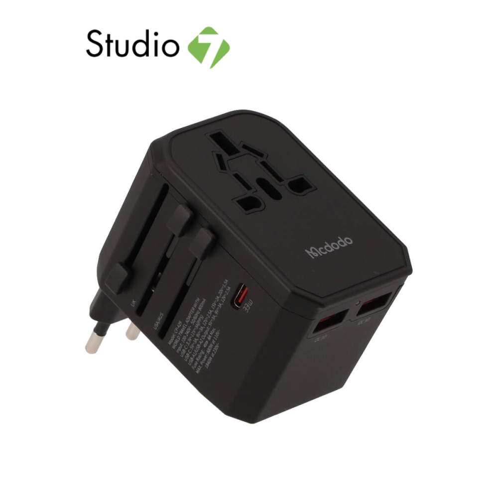 หัวแปลงปลั๊กไฟ Mcdodo Universal Travel Adapter (UK/US/EU/AU) 33W 1C+2A+1AC by Studio7