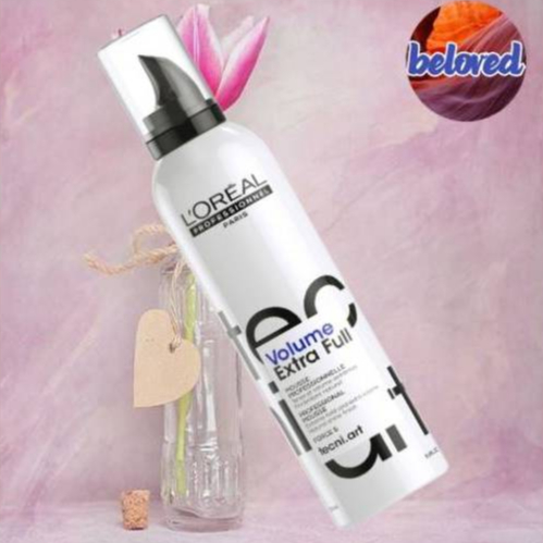 Loreal Tecni Art Full Volume Extra 250 ml มูสจัดแต่ทรง สำหรับผมดัด สูตรแข็งพิเศษ อยู่ทรงระดับ 5