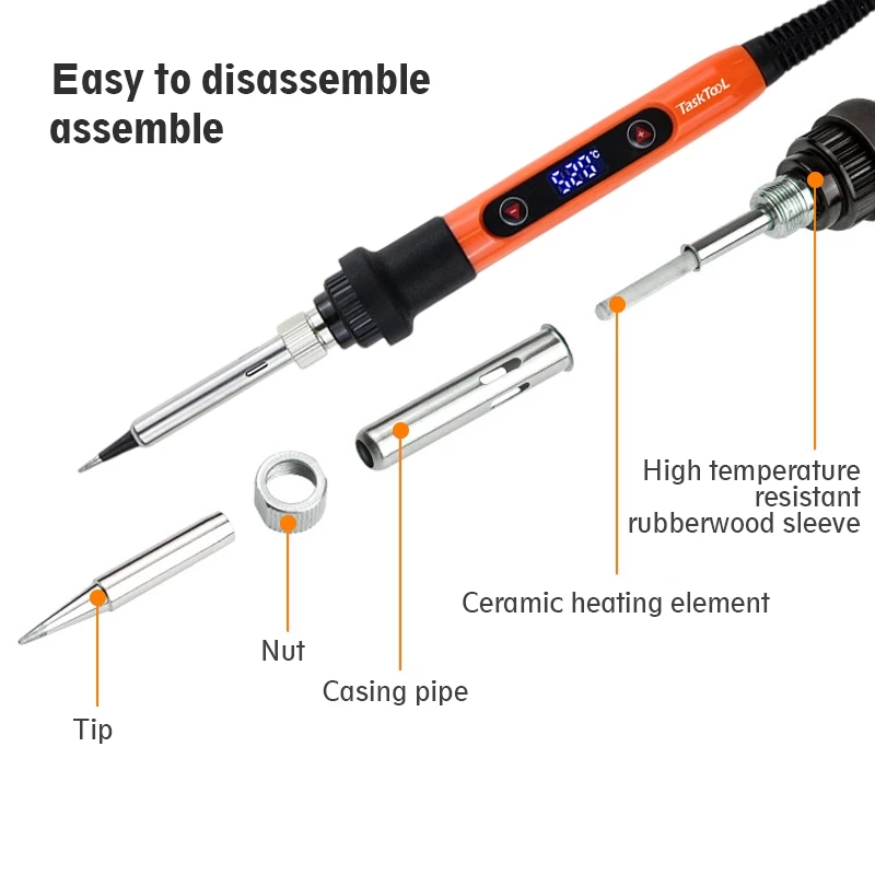 TASKTOOL  หัวแร้งบัดกรี 80W หน้าจอ LCD เตารีดไฟฟ้า หัวแร้งบัดกร 220v ปรับอุณหภูมิ 180-520 ℃ ร้อนเร็ว TISI STANDARD thumbnail 7