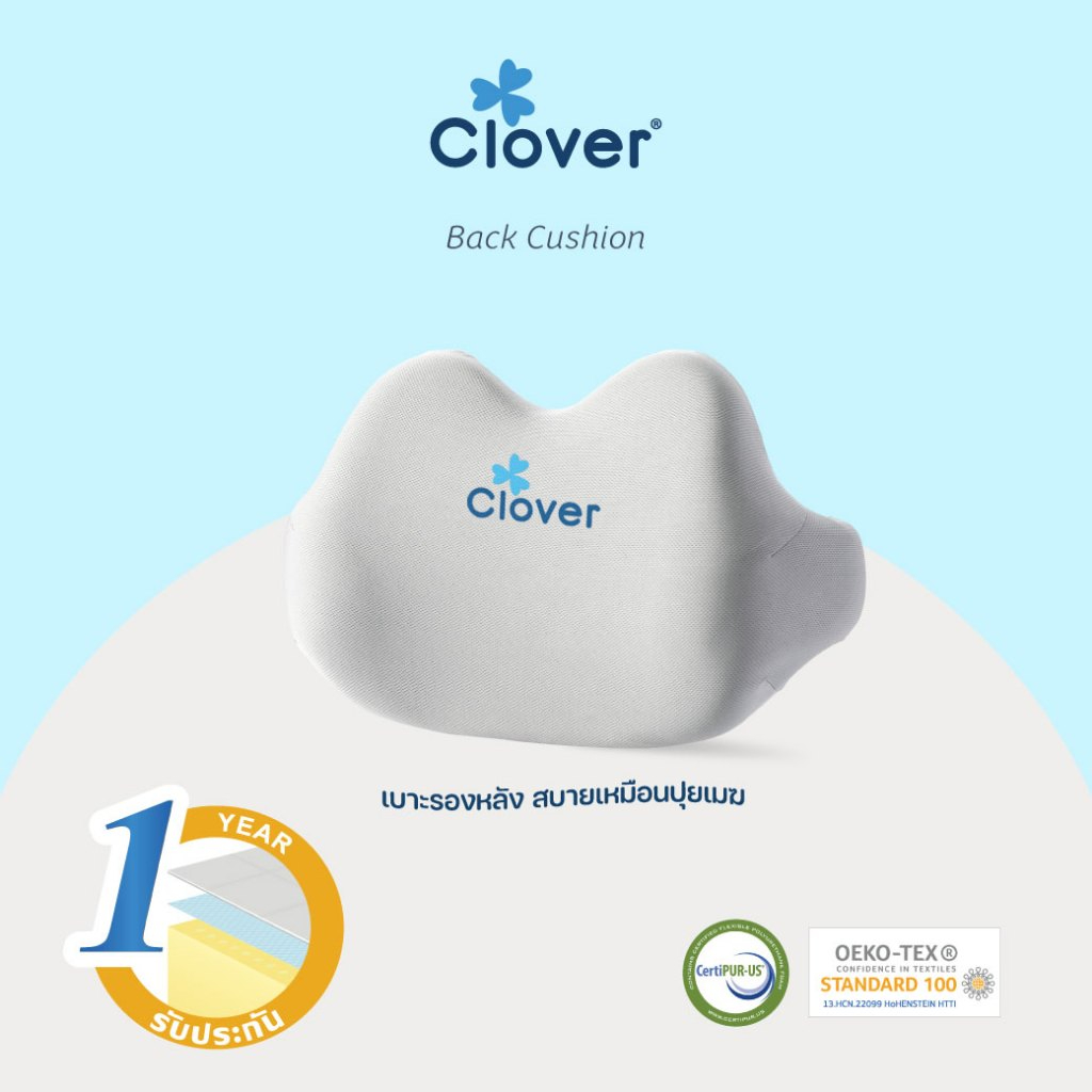 (Clover) เบาะรองหลังเพื่อสุขภาพ Clover (ทรงแมวเหมียว) บรรเทาอาการปวดหลัง รองรับหลังส่วนล่าง รุ่น C-EGB272