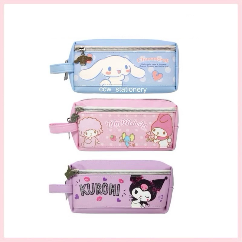 (1003) กระเป๋าใส่เครื่องเขียน 2 ซิป ซิปบน + ซิปหน้า ลายคุโรมิ / มายเมโลดี้ / ชินนามอน ลิขสิทธิ์แท้ ขนาด 22*11cm