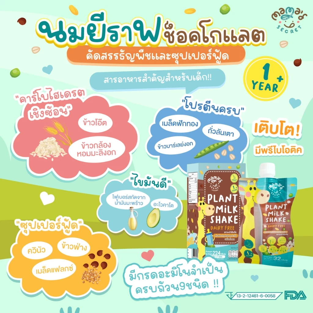 นมยีราฟ เสริมวิตามิน โปรตีนและแคลเซียม ไม่มีน้ำตาล ปราศจากนมวัวและถั่วเหลือง thumbnail 5