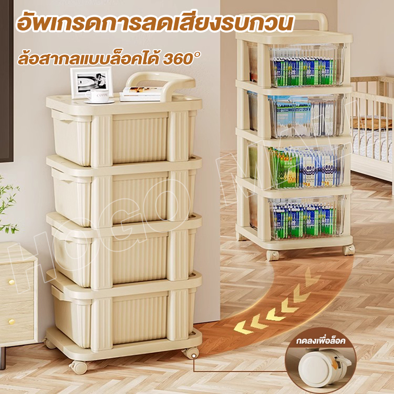 HOGO  ชั้นวางรถเข็น 5 ชั้น พร้อมล้อเลื่อน โครงเหล็ก ชั้นวางของ ชั้นวาง รถเข็นเก็บของ ลูกรอกเงียบ