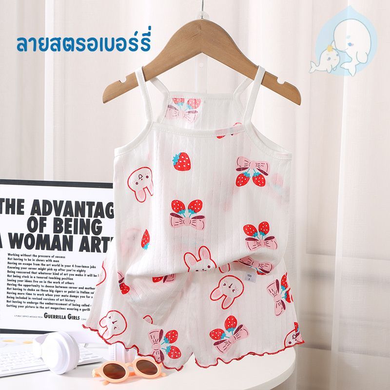 ชุดเซ็ท เสื้อสายเดี่ยว+กางเกงขาสั้น สำหรับเด็กผู้หญิง ลายการ์ตูนน่ารักๆ ผ้าฝ้าย #122 - รูปที่ 3