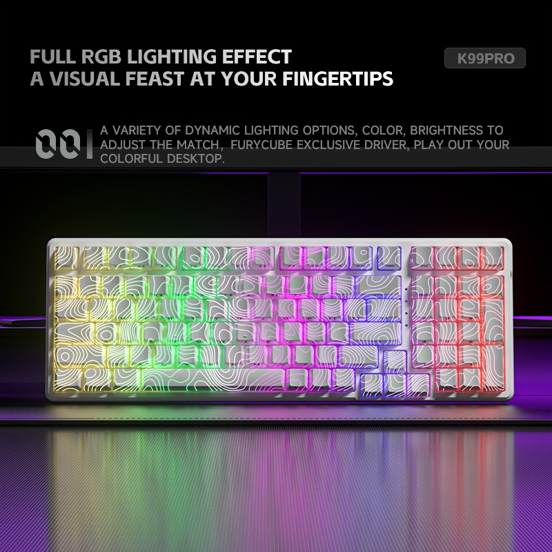 ZIFRIEND K99 PRO คีย์บอร์ดเชิงกล RGB Hotswap คีย์บอร์ดเกมมิ่งไร้สายสำหรับสำนักงาน