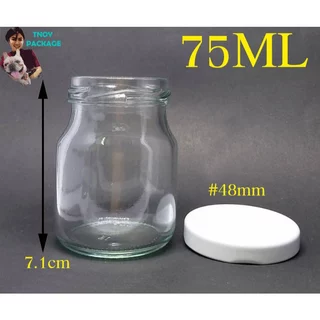 ขวด 75 มล. (50ใบ) ขวดแก้วเปล่า 75cc ขวดรังนกใส 75ml + ฝาโลหะ #48mm